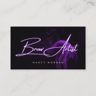 Brow Artist Typography Purple Neon Business Card 名刺
