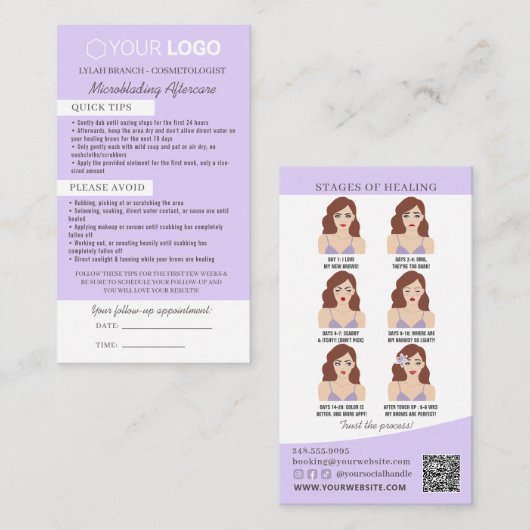Brow Microblading After Care &アポイントメント 名刺 (正面/裏面)