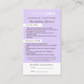 Brow Microblading After Care &アポイントメント 名刺 (正面)