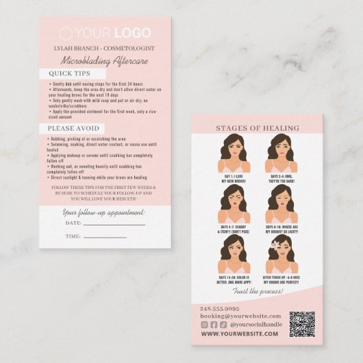 Brow Microblading After Care &アポイントメント 名刺 (正面/裏面)