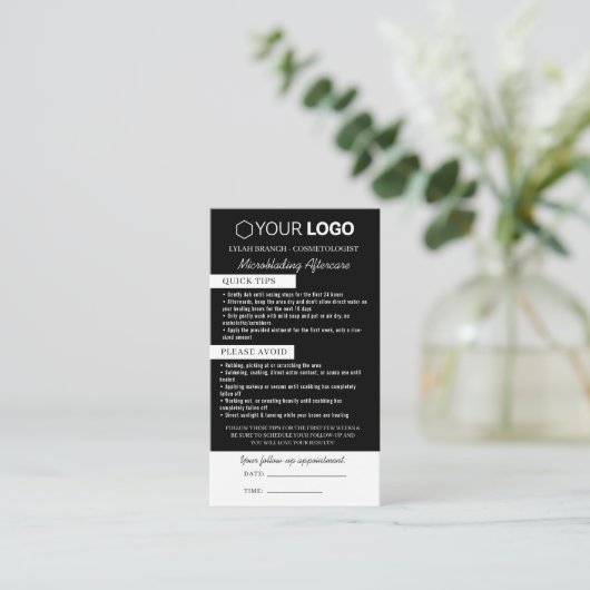 Brow Microblading After Care &アポイントメント 名刺 (スタンド正面)