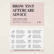 Brow Tint モダン Aftercare Instructionsカード