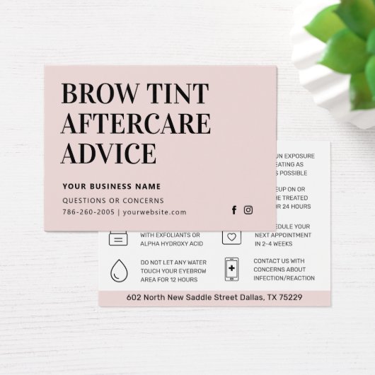Brow Tint モダン Aftercare Instructionsカード (デスク)