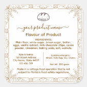 Brownあなたのロゴを追加FLORIDAコテージ食品法ラベル スクエアシール (正面)