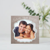 BrownおよびBlue写真モダン日付の保存 セーブザデート (スタンド正面)