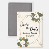 BrownとCreamのフローラ結婚式の日付を保存 マグネット (正面/裏面)