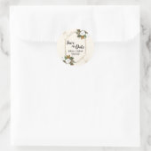 BrownとCreamのフローラ結婚式の日付を保存 ラウンドシール (バッグ)