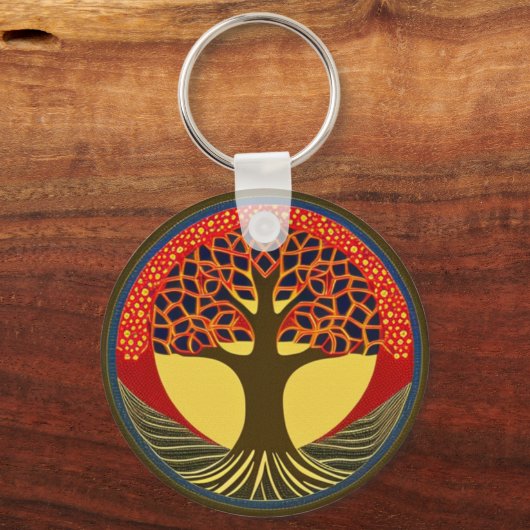 BrownとNavy Tree of Life Keychain キーホルダー (裏面)