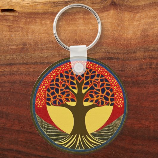 BrownとNavy Tree of Life Keychain キーホルダー (正面)