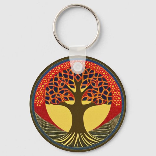 BrownとNavy Tree of Life Keychain キーホルダー (裏面)
