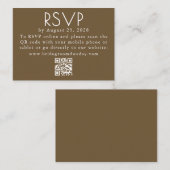 BrownとWhite Minimalistモダンの結婚QR RSVP エンクロージャーカード (正面/裏面)