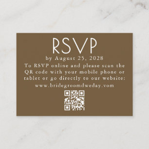 BrownとWhite Minimalistモダンの結婚QR RSVP エンクロージャーカード