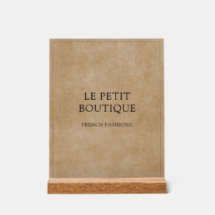 Brownのミニマリストのビジネス名素朴前 アクリルサイン