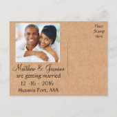 Brownの素朴写真はがき結婚を保存する 案内ポストカード (裏面)