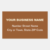 Brown上のプレーン文字のビジネスアドレス 長方形シール (正面)