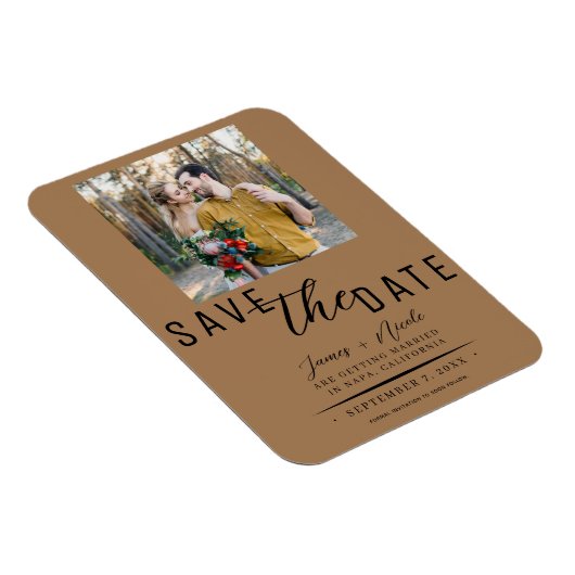 Brown写真の日付を保結婚存 マグネット (右側)