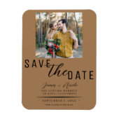 Brown写真の日付を保結婚存 マグネット (縦)