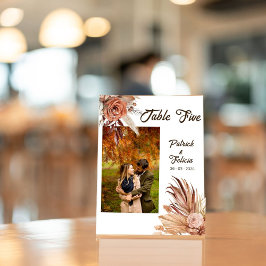 Brown素朴の結婚Photo Table Numberテンプレート