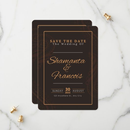 Brown オーガニック Save The Date Card招待状 セーブザデート (正面/裏面インサイチュ)