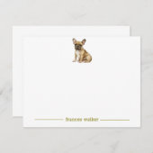 Brown フランスの Bulldogノートカパーソナライズされたード ノートカード (正面/裏面)