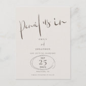 Brown ミニマル Creamで日付を保存する 案内ポストカード (正面)