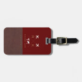 Brown/モダンRed Travelラゲッジタグ（名前あり） ラゲッジタグ (正面横)