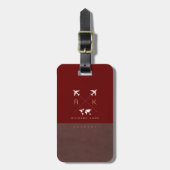 Brown/モダンRed Travelラゲッジタグ（名前あり） ラゲッジタグ (正面縦)