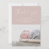 Brown 感謝してい Youスクリプトハート4枚の写真ベビー誕生 案内状 (裏面)