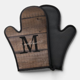 Brown 素朴 Monogramスクリプト名パーソナライズされた 鍋つかみ