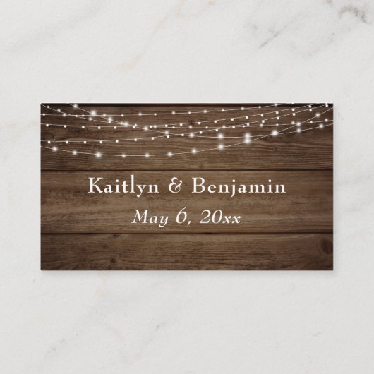 Brown 素朴 Wood & Light StringsのWebサ結婚イト エンクロージャーカード (裏面)