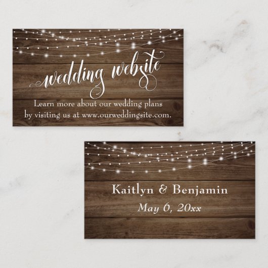 Brown 素朴 Wood & Light StringsのWebサ結婚イト エンクロージャーカード (正面/裏面)