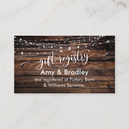 Brown 素朴 Wood & Lightsのギフト結婚登録 エンクロージャーカード (正面)