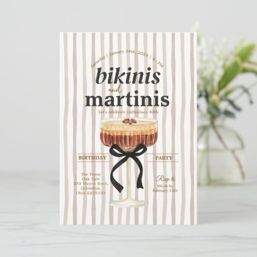 Brown A Tini Bit Older Party Espresso Martini  招待状 (スタンド正面)