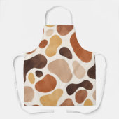 Brown Abstract Organic Shapes Print All-Over Print エプロン (正面)