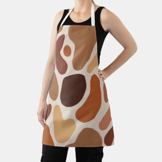 Brown Abstract Organic Shapes Print All-Over Print エプロン (インサイチュ)