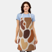Brown Abstract Organic Shapes Print All-Over Print エプロン (着用した状態)