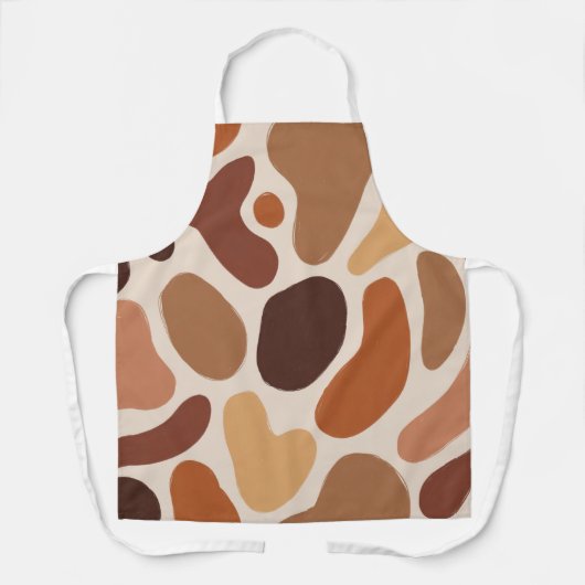 Brown Abstract Organic Shapes Print All-Over Print エプロン (正面)