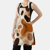 Brown Abstract Organic Shapes Print All-Over Print エプロン (インサイチュ)