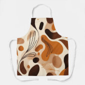 Brown Abstract Organic Shapes Print All-Over Print エプロン (正面)