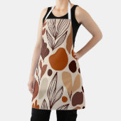 Brown Abstract Organic Shapes Print All-Over Print エプロン (インサイチュ)
