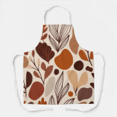 Brown Abstract Organic Shapes Print All-Over Print エプロン (正面)