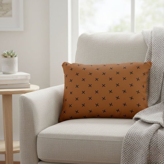 Brown accent pillows / Cushions with black pattern アクセントクッション