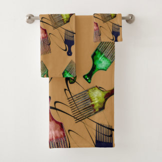 Brown Afro comb バスタオルセット