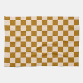 Brown and beige checkerboard pattern キッチンタオル (横)