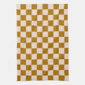 Brown and beige checkerboard pattern キッチンタオル (縦)