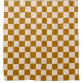 Brown and beige checkerboard pattern シャワーカーテン (正面)