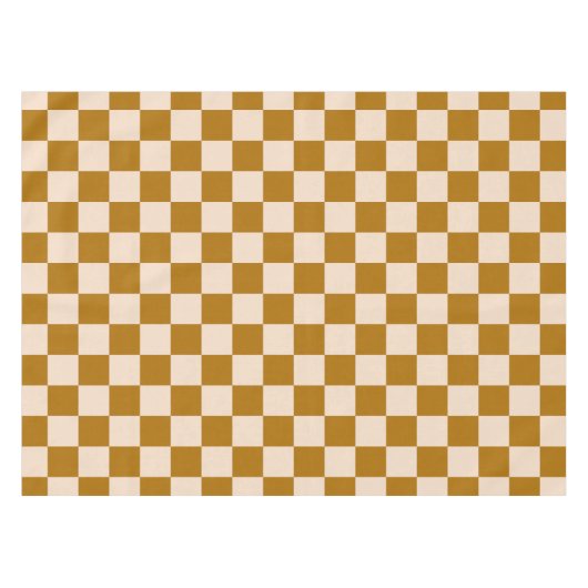 Brown and beige checkerboard pattern テーブルクロス (正面(横))