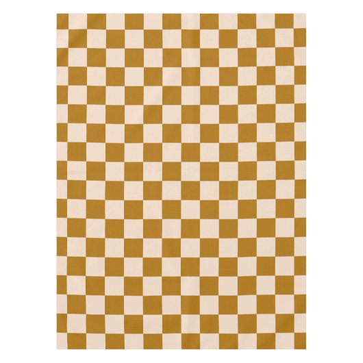 Brown and beige checkerboard pattern テーブルクロス (正面)