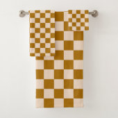 Brown and beige checkerboard pattern バスタオルセット (インサイチュ)
