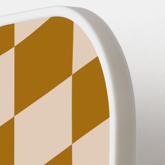 Brown and beige checkerboard pattern ピックルボールラケット (左詳細)